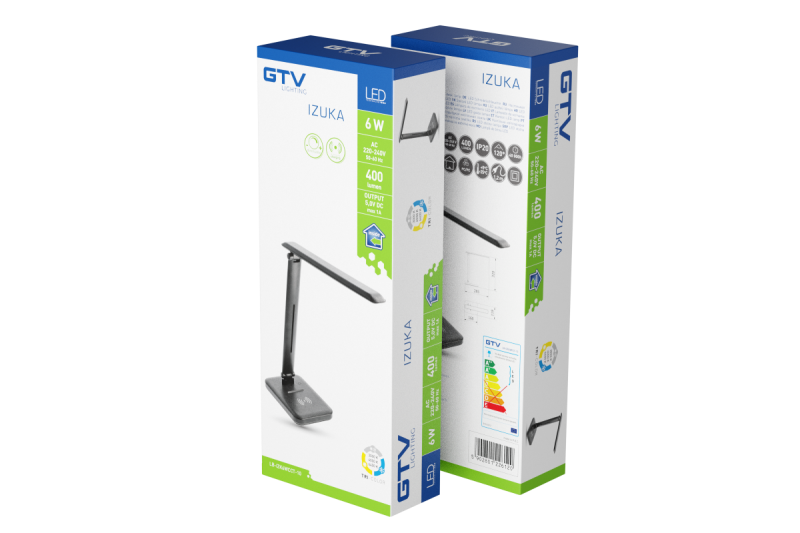 Decor Lámpara de escritorio LED IZUKA 6W 400lm AC220-240V 50/60Hz CCT cargador inductivo negro. 1208962497