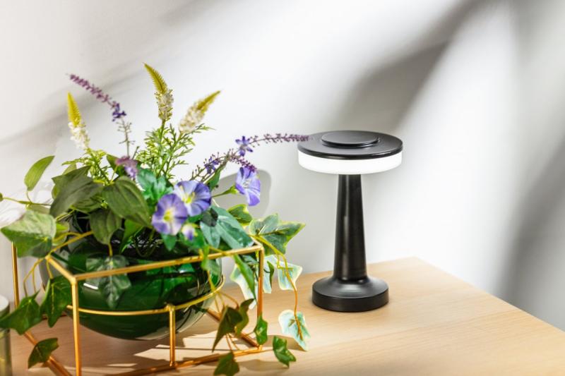 Decor Lámpara de escritorio Monum 3W 200lm DC 5V 1A 3000 K 3 grados. Batería regulable de 1800 mAh en color negro. 1208962504