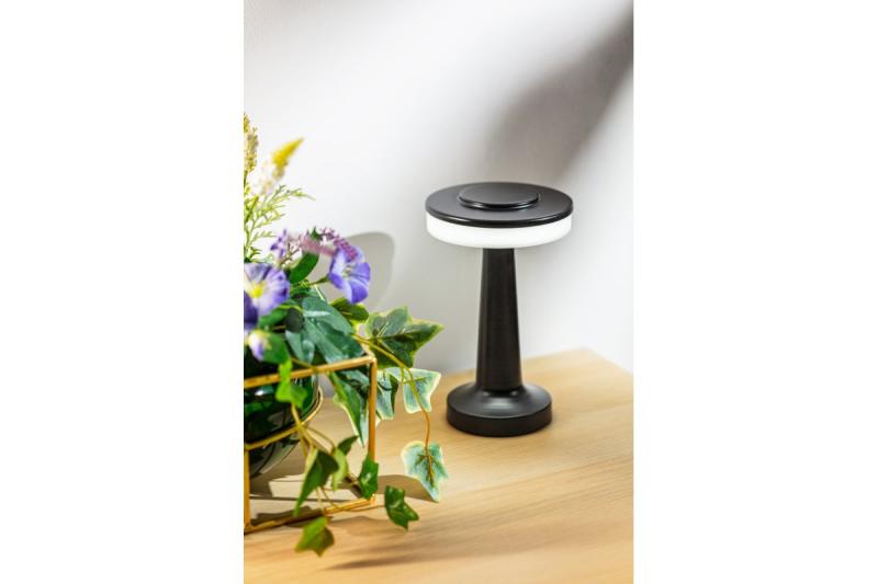 Decor Lámpara de escritorio Monum 3W 200lm DC 5V 1A 3000 K 3 grados. Batería regulable de 1800 mAh en color negro. 1208962504