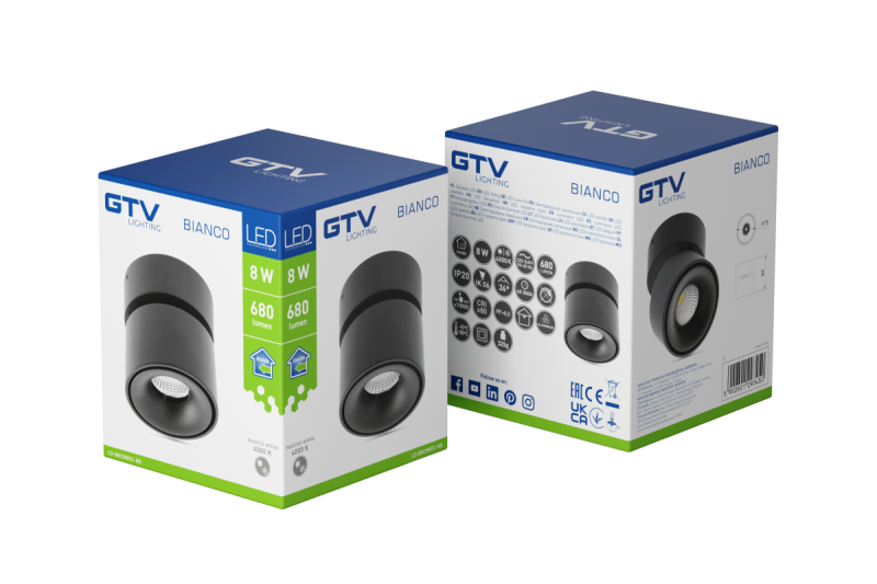 Decor Luminaria LED BIANCO 8W 680lm AC220-240V 50/60 Hz PF>0 9 Ra≥80 IP20 IK06 36° 4000K redonda negra. 1208962672