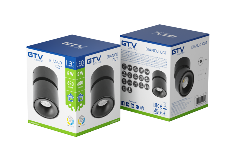 Decor Luminaria LED bianco cct 8W 680lm AC220-240V 50/60 Hz Ra≥80 IP20 36° 2700/3300/4000K redonda negra. 1208962678