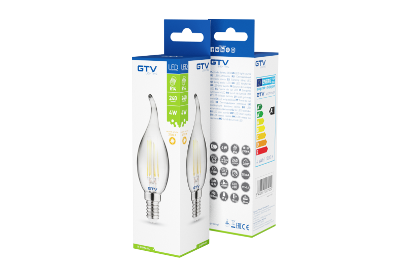 Luz LED decorativa, FILAMENTO, C35L, 27006, E14, 4W, 240lm, AC220-240V / 50-60Hz, RA> 80, 360° 1208962696