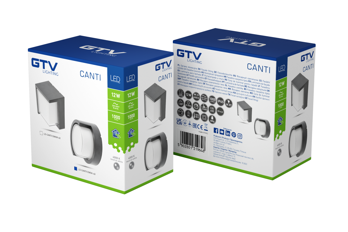 Decor Luminaria de fachada CANTI LED 12W 1000lm AC220-240V 50 / 60Hz IP65 4000K 1208962698 - Productafbeelding 3