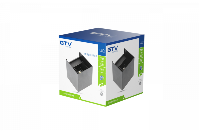 Decor Lámpara LED MISSOURI-K 7W 540lm AC220-240V 50/60 Hz PF>0.5 Ra≥80 IP54 IK08 4000K cuadrada negra. 1208962994