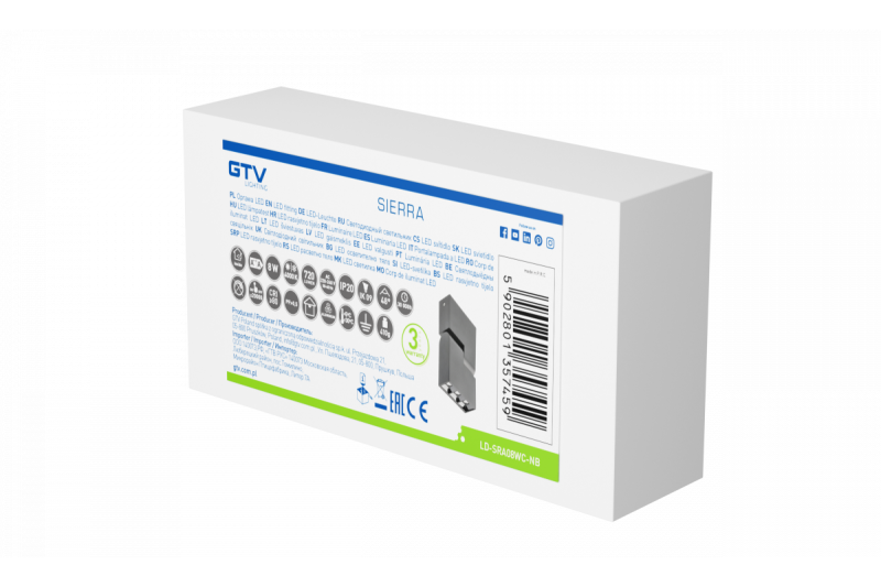 Decor Luminaria LED SIERRA 8W 720lm AC220-240V 50/60 Hz PF>0 5 Ra≥80 IP20 IK08 4000K 48° negro 1208963166