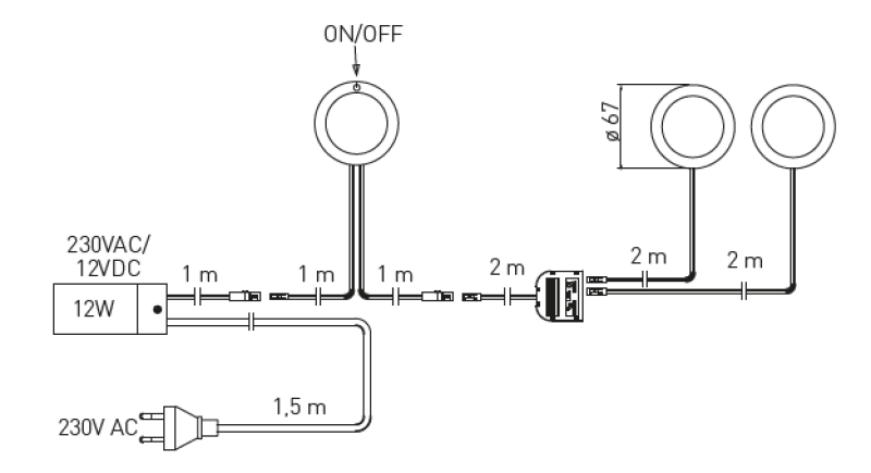 Decor cocina Set de iluminación de cocina con 3 focos con interruptor luz cálida blanca 1208963267