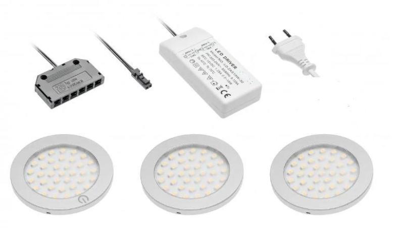 Decor cocina Set de iluminación de cocina con 3 focos con interruptor luz cálida blanca 1208963267