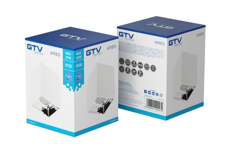 Decor Luminaria de techo ARIES PC 77x100mm IP20 máximo 20W cuadrada blanca/cromada 1208963817