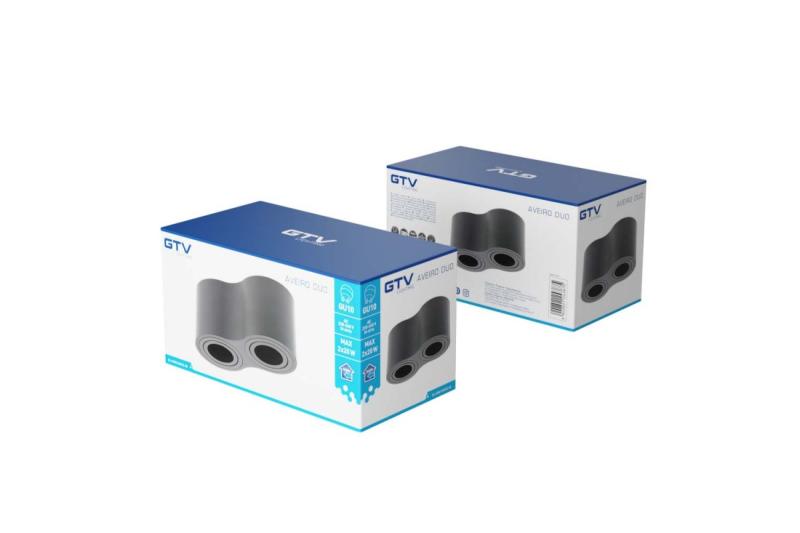 Decor Luminaria de techo AVEIRO DUO de aluminio 160x80x85mm IP20 máx. 20W*2 redonda negra. 1208963826