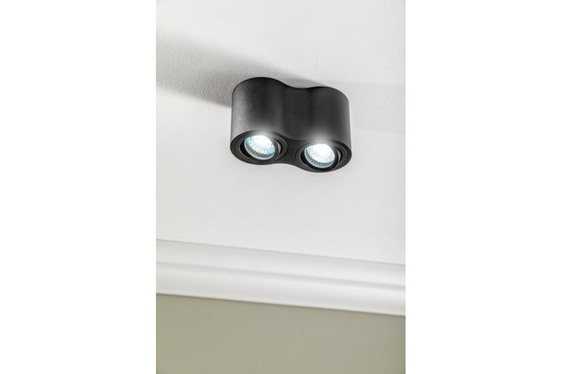 Decor Luminaria de techo AVEIRO DUO BIS de aluminio 160x80x90mm IP20 máx 20W*2 redonda negra. 1208963834
