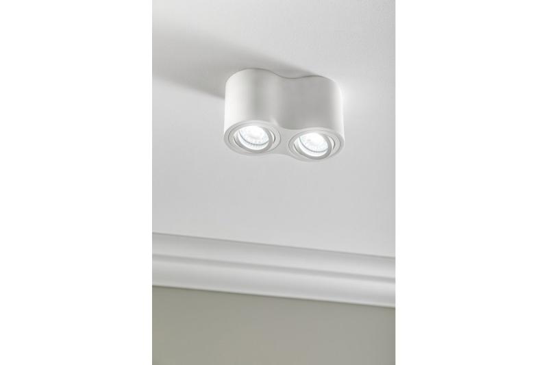 Decor Luminaria de techo AVEIRO DUO BIS de aluminio 160x80x90mm IP20 máx 20W*2 redonda blanca. 1208963835