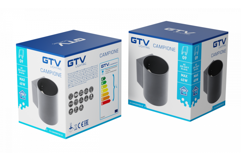 Decor Aplique de pared CAMPIONE de aluminio G9 IP20 máx. 40W IP20 redondo negro. 1208963851