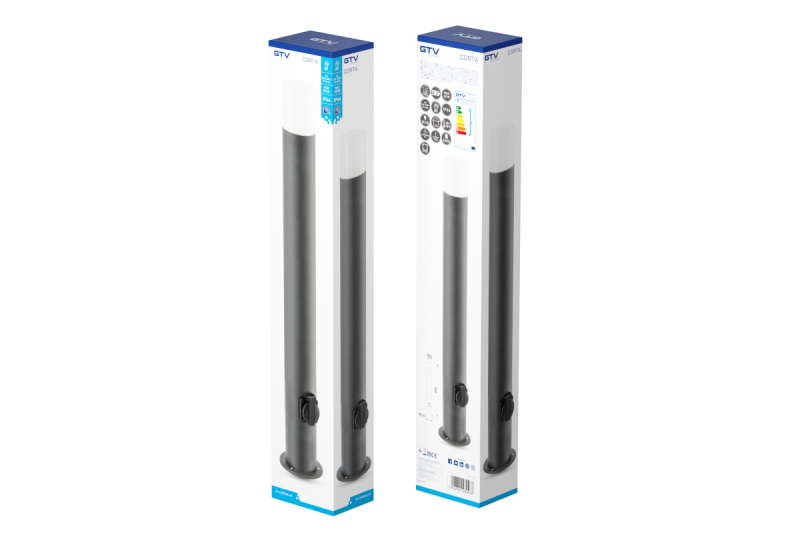 Decor Lámpara de jardín CORTA-P 80 E27 MAX.25W IP44 AC220-240V 50-60Hz toma de corriente máx. 3000W bollard grafito. 1208963864