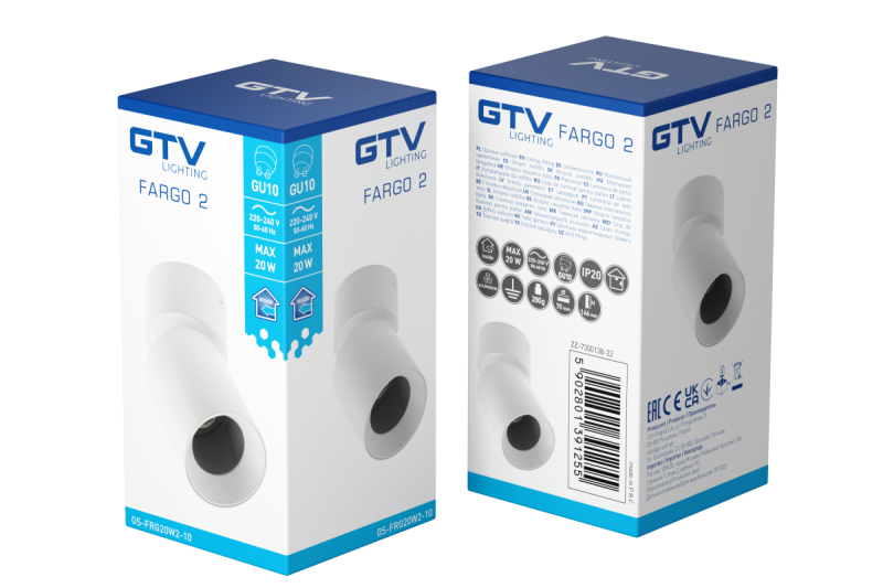 Decor Luminaria de techo FARGO 2 de aluminio 70x166mm IP20 máx. 20W redonda negra. 1208963881