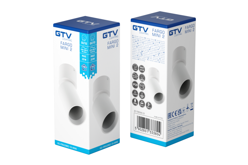 Decor Luminaria de techo FARGO MINI 2 de aluminio 56x150mm IP20 máx. 20W redonda blanca. 1208963882