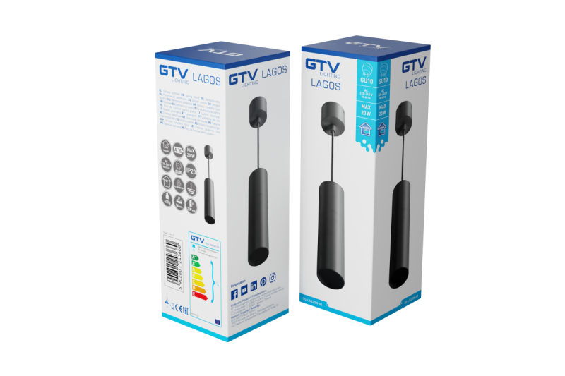 Decor Luminaria suspendida LAGOS GU10 de aluminio IP20 máx. 20W negro. 1208963909