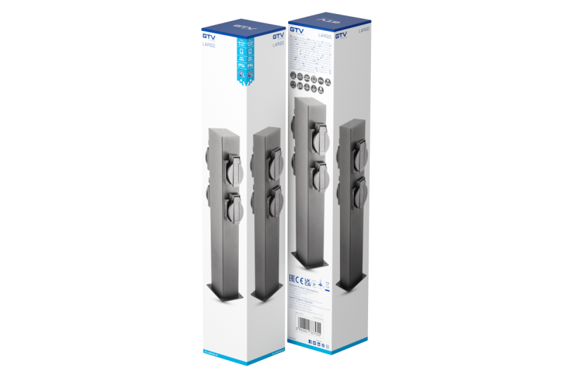 Decor Poste de jardín LARGO-P 36 IP44 AC220-240V 50-60Hz 4 tomas de corriente Schuko máx. 3500W poste grafito. 1208963917