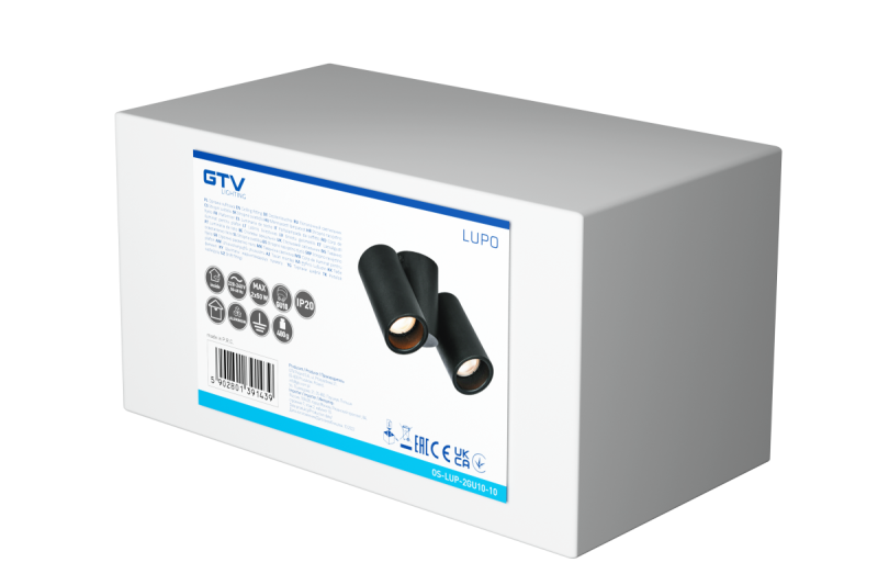 Decor Luminaria de techo LUPO de aluminio 17.5x5.6x11.5 IP20 2*GU10 máx. 50W redonda negra. 1208963926