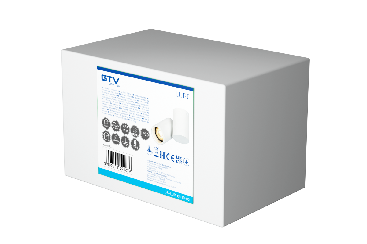 Decor Luminaria de techo LUPO de aluminio 11.6x5.6x11.5 IP20 1*GU10 máx. 50W redonda blanca. 1208963927 - Productafbeelding 4