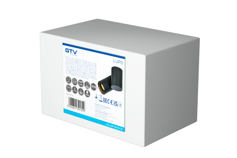Decor Luminaria de techo LUPO de aluminio 11.6x5.6x11.5 IP20 1*GU10 máx. 50W redonda negra. 1208963928