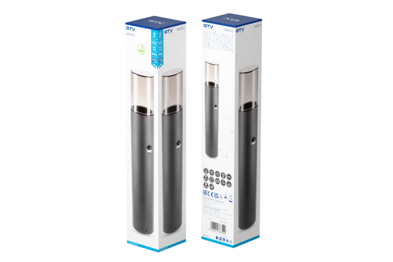 Decor Luminaria de jardín MEDIO-P 50 PIR E27 MAX.15W IP54 AC220-240V 50-60Hz poste grafito. 1208963940