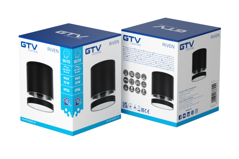 Decor Luminaria de techo RIVEN alum 102x120 IP54 MAX.35W redonda grafito 1208963984