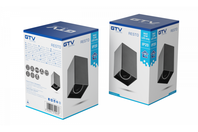 Decor Luminaria de techo RESTO PC 80x80x125mm IP20 máx. 20W cuadrada negra 1208963987