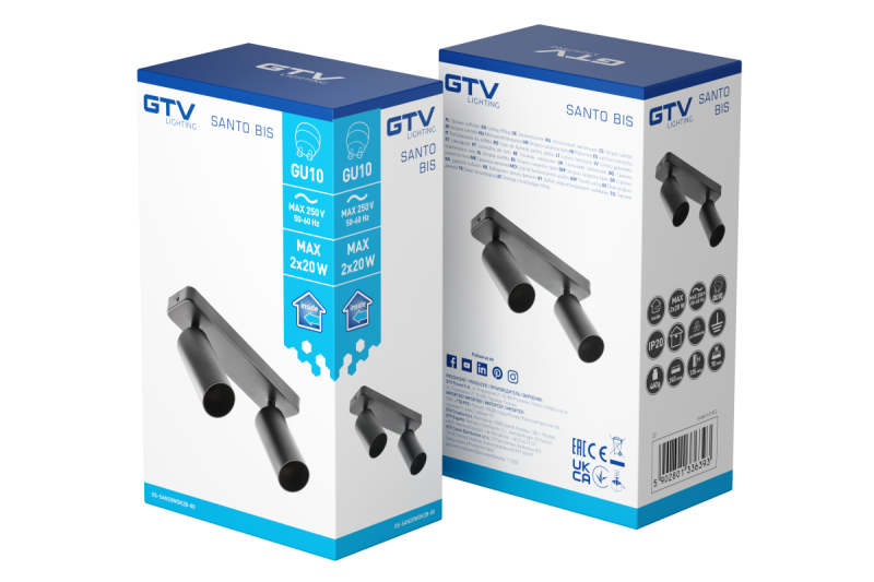 Decor Luminaria de techo SANTO BIS de aluminio IP20 máx. 20W*2 doble redonda negra. 1208963999