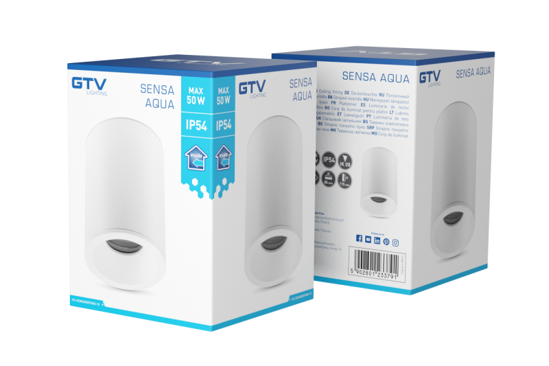 Decor Lámpara de techo SENSA AQUA alum 85x115 IP54 máx. 50W circular blanca. 1208964007