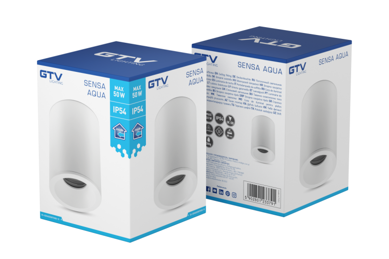 Decor Lámpara de techo SENSA AQUA alum 85x115 IP54 máx. 50W circular blanca. 1208964007