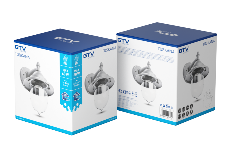 Decor Luminaria de jardín TOSKANA-AD E27 MAX.60W IP54 AC220-240V 50-60Hz lámpara de pared simple gris. 1208964027