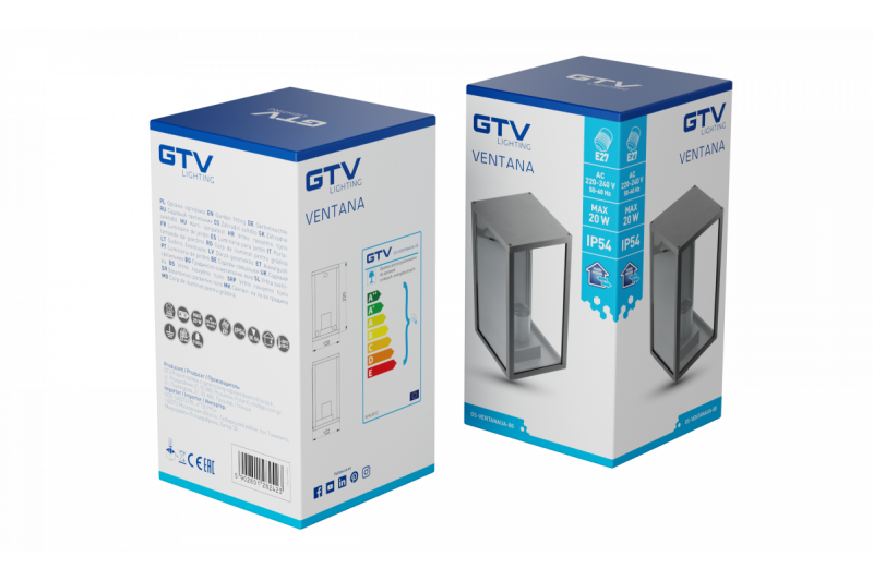 Decor Accesorio de jardín VENTANA-AU E27 MAX.20W IP54 AC220-240V 50-60Hz aplique superior recto negro. 1208964048