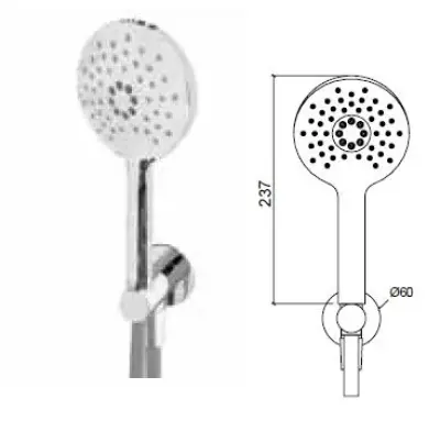 Waterevolution Flow round hand shower set complete with wall connection copper T1621RCPE