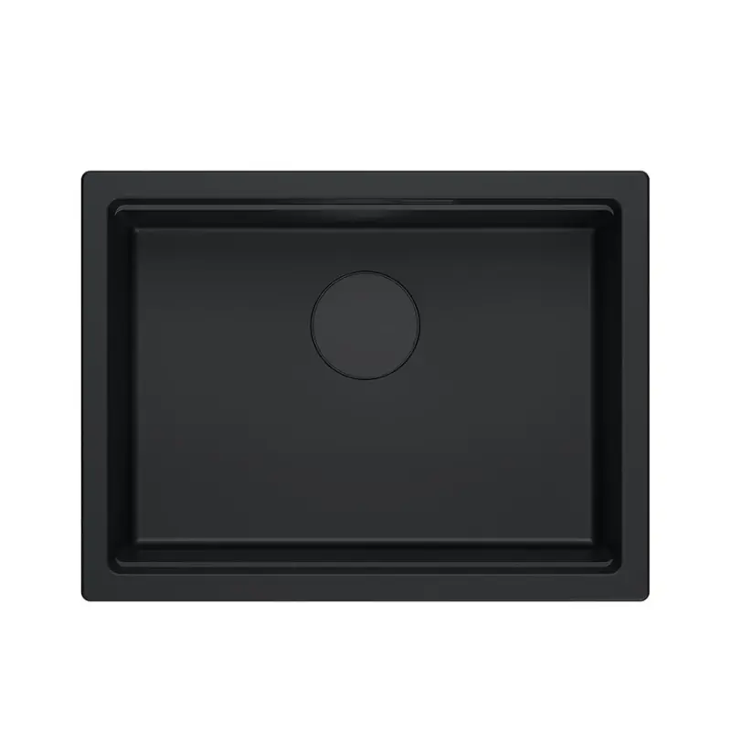 Fregadero Quadri Newport II para montaje bajo encimera de granito negro 560x450 mm incl. tapa de desagüe negra 1208966924