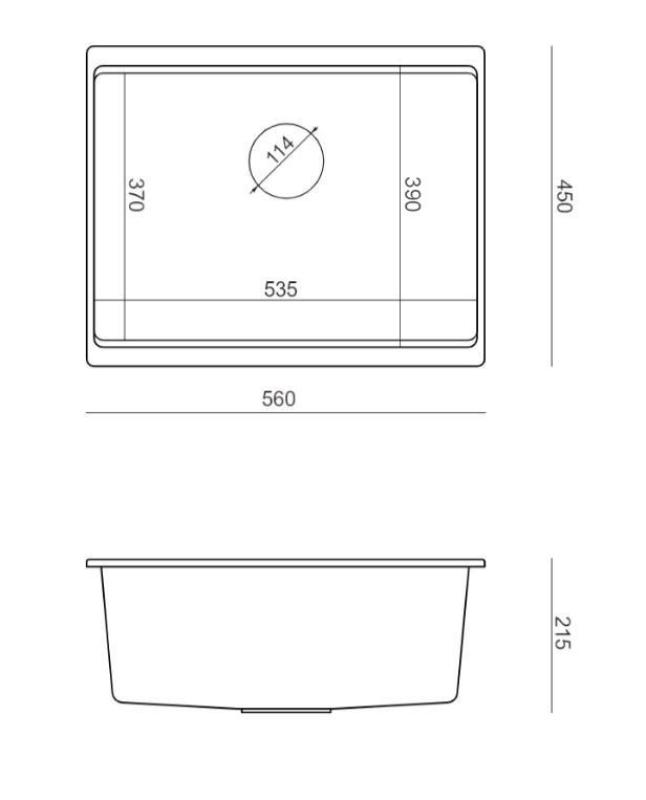 Fregadero Quadri Newport II para montaje bajo encimera de granito negro 560x450 mm incl. tapa de desagüe negra 1208966924