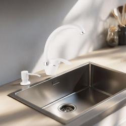 Juego de grifo de cocina blanco Quadri con dispensador de jabón empotrado y cestillo ajustable blanco 1208966928