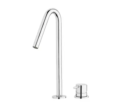 Waterevolution Flow 2-hole basin tap light gold with high V 120mm spout T1122VWGE