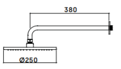 Ducha con rociador Waterevolution Flow 250mm con conexión a la pared PVD gris plomo T164125CPE