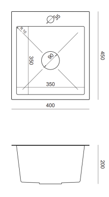 Quadri Dixton 40 set with stainless steel sink 400x450 mm with tap hole and Quadri Coventry stainless steel kitchen faucet