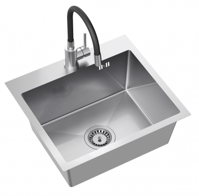 Quadri Dixton 50 Set stainless steel sink 500x450 mm with tap hole, inset and stainless steel Bristol kitchen tap