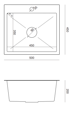 Quadri Dixton 50 Set black Nano PVD stainless steel sink 500x450 mm with tap hole, inset and Coventry black kitchen tap