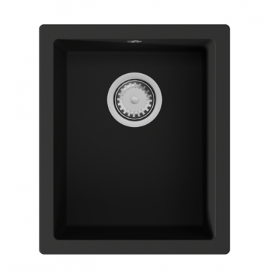 GraniteMy Universal granite black sink 34x40 cm black top-mounted undermount and flush-mount with stainless steel plug 1208967106