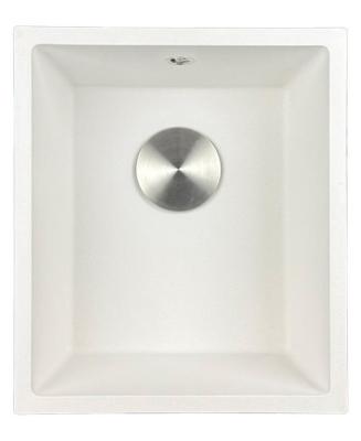 GraniteMy Universal granite white sink 34x40 cm white top-mounted undermount and flush-mount with stainless steel plug 1208967107
