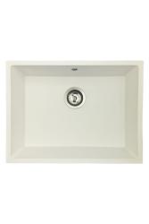 GraniteMy Universal fregadero de granito blanco 55x40 cm blanco, instalación superior, instalación inferior y instalación a ras con tapón de acero inoxidable 1208967109.