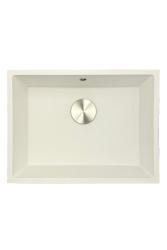 GraniteMy Universal fregadero de granito blanco 55x40 cm blanco, instalación superior, instalación inferior y instalación a ras con tapón de acero inoxidable 1208967109.