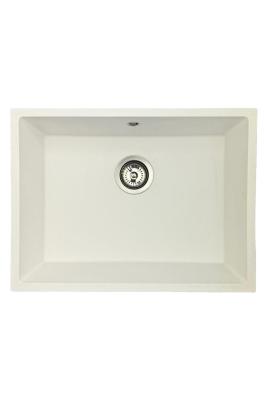 GraniteMy Universal granite white sink 55x40 cm white surface-mounted, under-mounted, and flush-mounted with stainless steel plug 1208967109