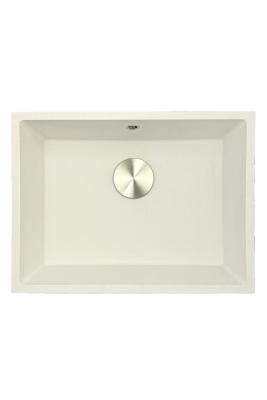 GraniteMy Universal granite white sink 55x40 cm white surface-mounted, under-mounted, and flush-mounted with stainless steel plug 1208967109
