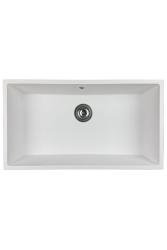Fregadero GraniteMy Universal de granito blanco grande 74x40 cm blanco de montaje sobre encimera, bajo encimera y enrasado con tapón de acero inoxidable 1208967111
