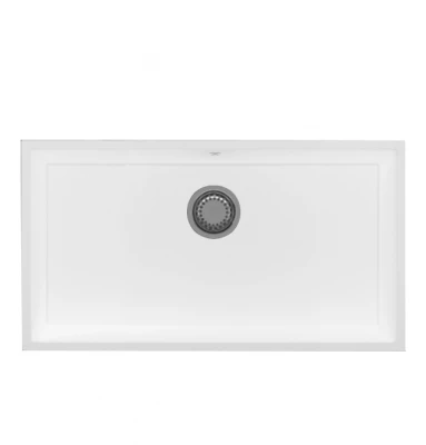 GraniteMy Universal granite large white sink 74x40 cm white top-mounted, undermount and flush-mount with stainless steel plug 1208967111