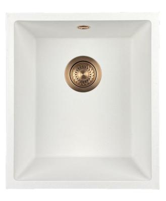 GraniteMy Universal granite white sink 34x40 cm white top-mounted, undermount and flush-mount with copper plug 1208967148